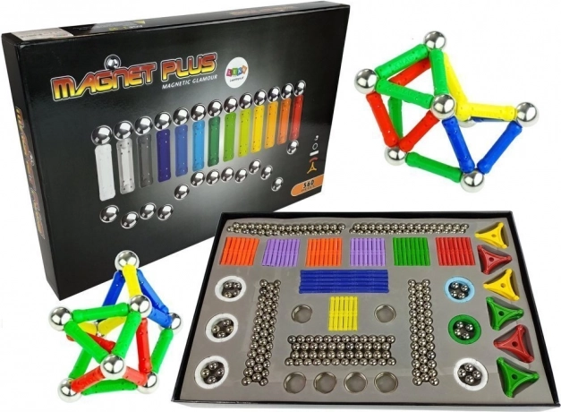 Set de construcție magnetică MAGNASTIX 560 piese cu tablă dublă față
