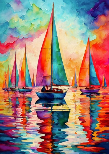 Puzzle Enjoy cu bărci cu pânze colorate, 1000 de piese