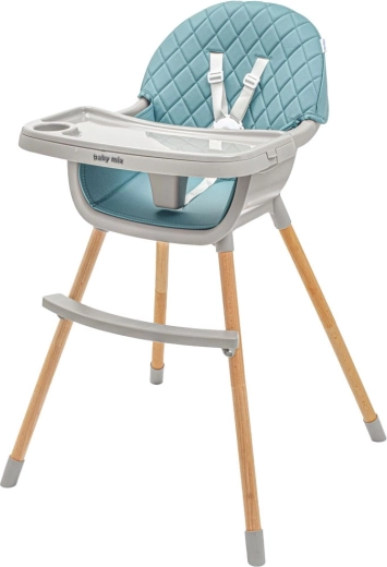 Scaun de masă Baby Mix Freja din lemn, verde estompat