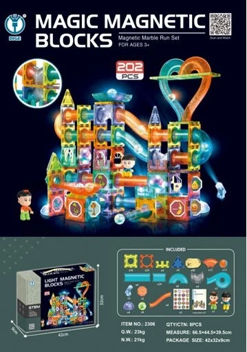 Set de construcție magnetică 202 piese