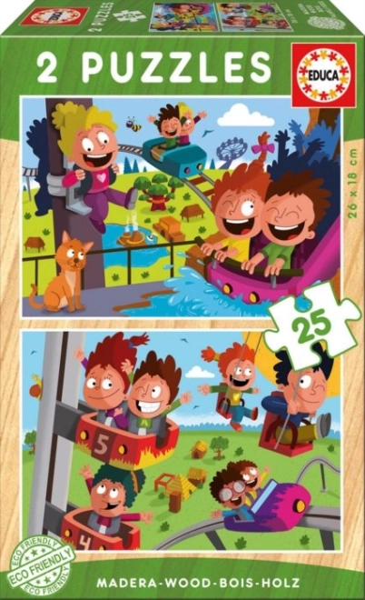 Puzzle din lemn Parc de Distracții 2x25 piese de la EducA
