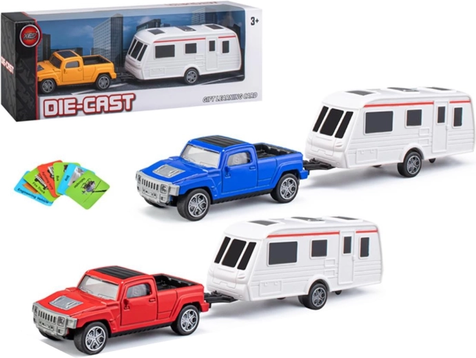 Pickup metalic cu rulotă – set de vehicule