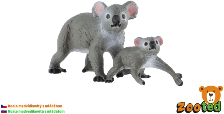 Figurină koala cu pui Zooted 13 cm - 1 bucată