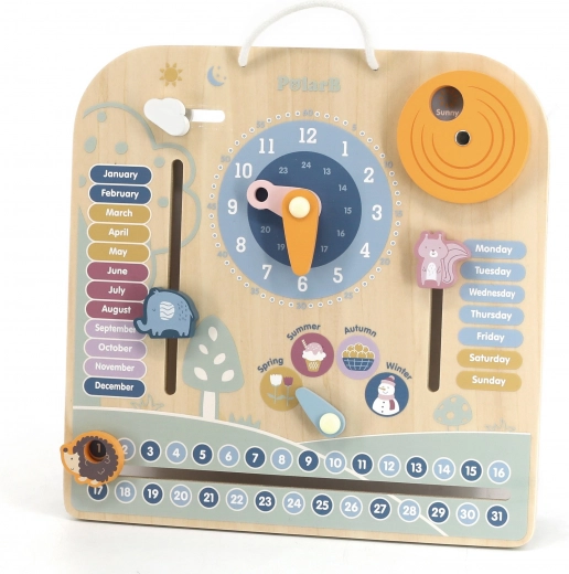 Calendar și ceas din lemn PolarB Montessori