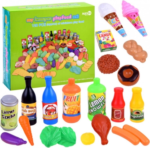 Set de alimente pentru bucătăria de joacă, 120 piese