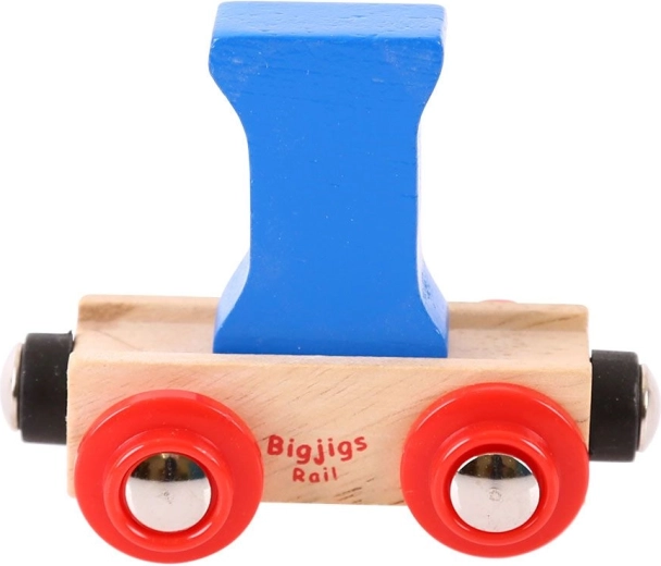 Vagon cu litera I pentru circuitul de trenulețe din lemn Bigjigs Rail