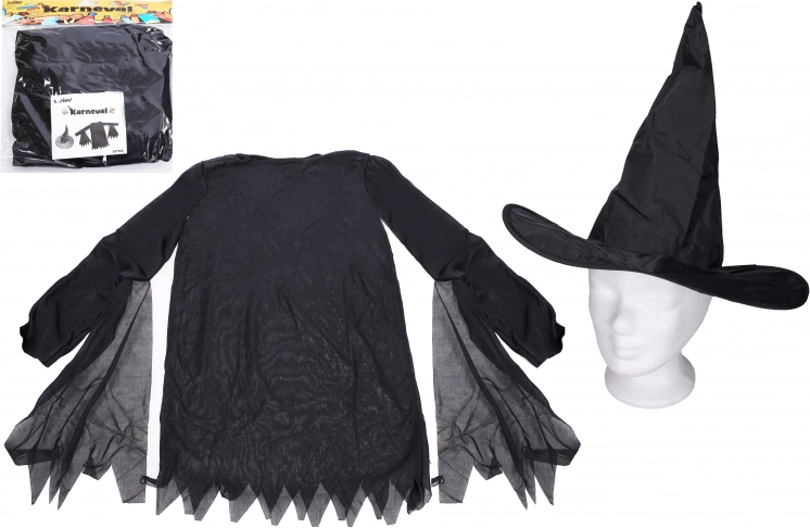 Costum de carnaval vrăjitoare pentru copii – rochie și pălărie