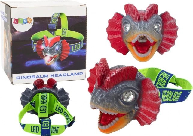 Lanternă frontală Dinozaur cu Curea Reglabilă și 3 LED-uri