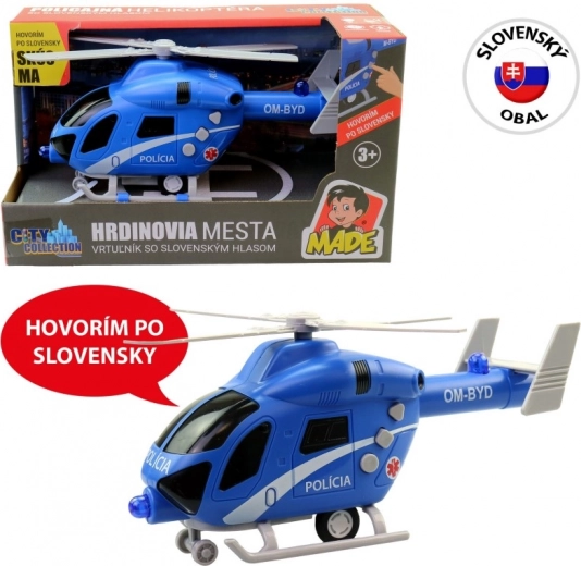 Elicopter de poliție cu mecanism inerțial, cu lumină și sunet, 20 cm MaDe