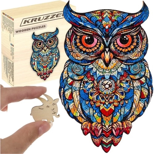 Puzzle din lemn cu motiv bufniță KRUZZEL