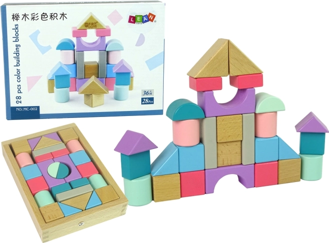 Blocuri pastel din lemn 28 bucăți Castel