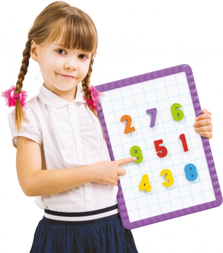 Tablă magnetică cu numere – set de 48 magneți
