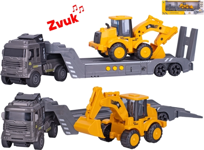 Set de joacă utilaje de construcții cu camion și excavator, cu volant și efecte sonore