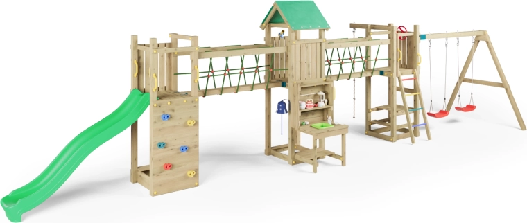 Tobogan lung și pod cu frânghii pentru distracție dinamică