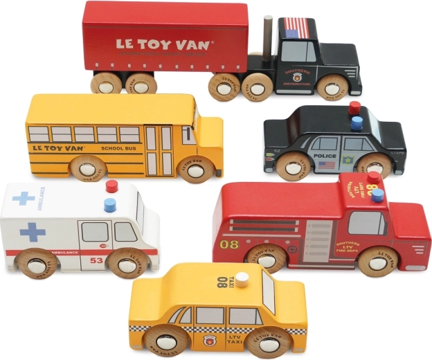 Vehicule din lemn New York Le Toy Van - 6 buc.