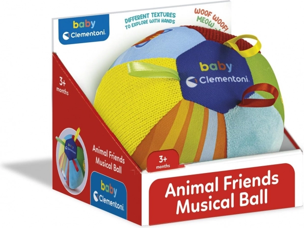 BABY CLEMENTONI minge muzicală moale cu sunete de animale (Ø 15 cm)
