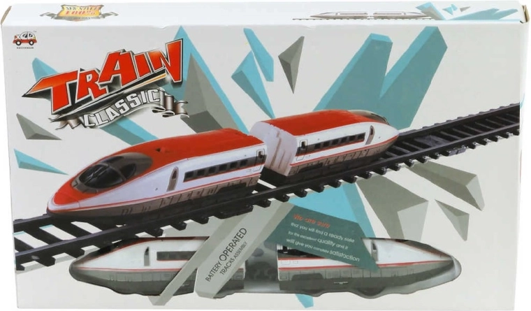 Tren de mare viteză din plastic pe baterii cu șine și accesorii - set