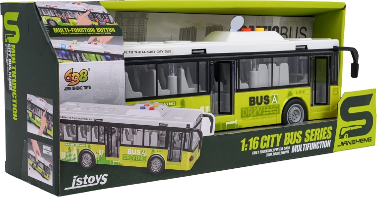 Autobuz urban interactiv verde cu lumini și sunete