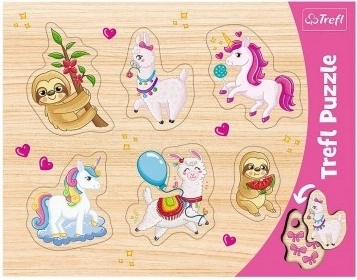 Puzzle din lemn TREFL – unicorni, lame și leneși