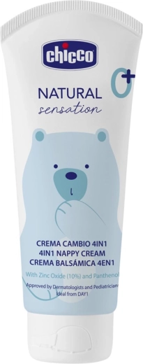 Cremă protectoare Chicco pentru fundulețul bebelușului, cu oxid de zinc și pantenol, Natural Sensation, 100 ml