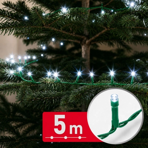 Ghirlandă luminoasă LED de 5 m cu 100 de LED-uri în culoare alb rece