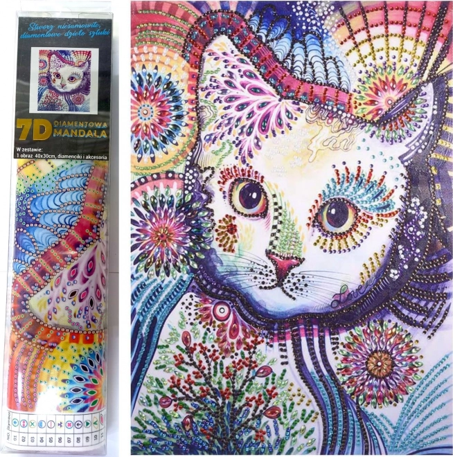 Pictură cu diamante 7D – privire de pisică 30 × 40 cm