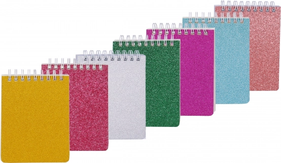 Blocnotes cu sclipici cu spirală 8,8 × 12,5 cm, 70 de foi