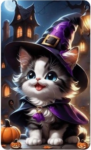 Mozaic cu diamante - Pisicuță de Halloween