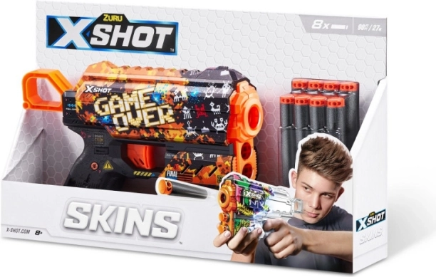 X-Shot Skins Flux – pistolă cu spumă Game Over (8 săgeți)