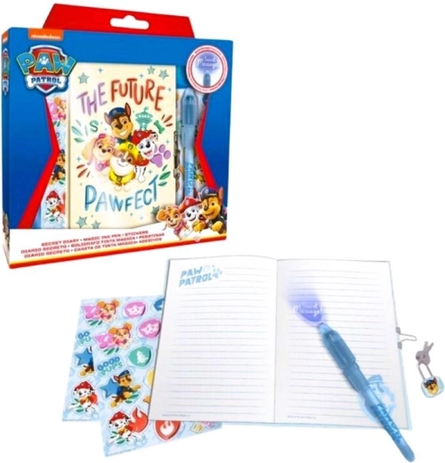 Set cadou cu stilou secret, carnețel și autocolante Patrula Cățelușilor
