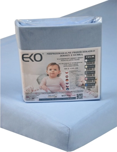 EKO cearșaf impermeabil cu elastic, jersey din bumbac, albastru 120 × 60 cm
