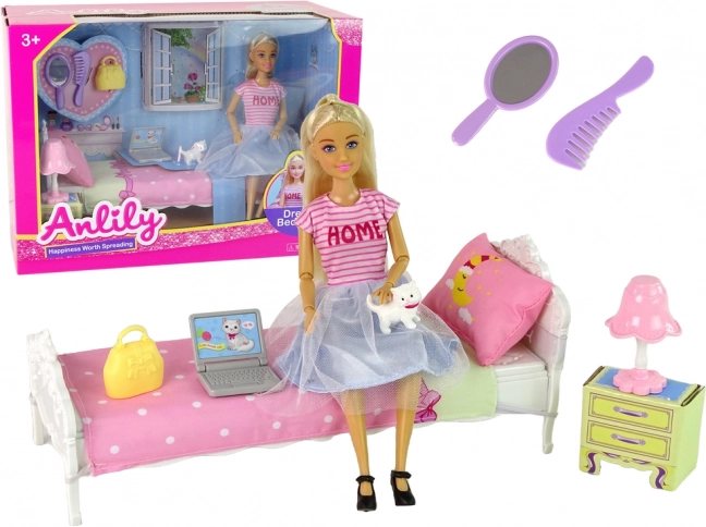 Păpușa ANLILY – dormitor cu accesorii și mobilier