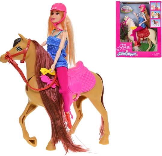 Păpușă cu cal 29 cm și 33 cm – set pentru micii iubitori ai echitației