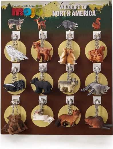 Afișaj Mojo cu 72 brelocuri pentru chei – animale de pădure