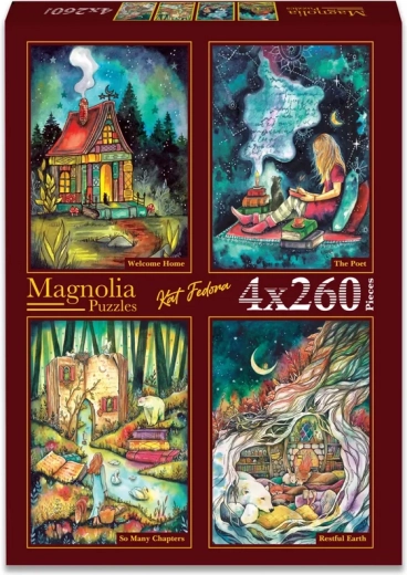 Puzzle Magnolia Întoarcerea acasă, Sufletul poetului, O poveste plină de capitole și Ținutul liniștit (4×260 piese)