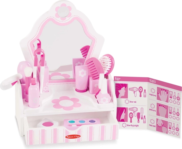 Toaletă pentru copii Melissa & Doug Beauty Salon cu accesorii (18 piese)