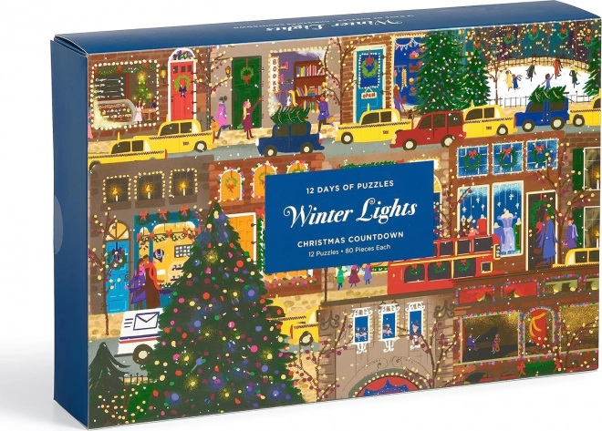 Calendar de advent cu puzzle lumini de iarnă
