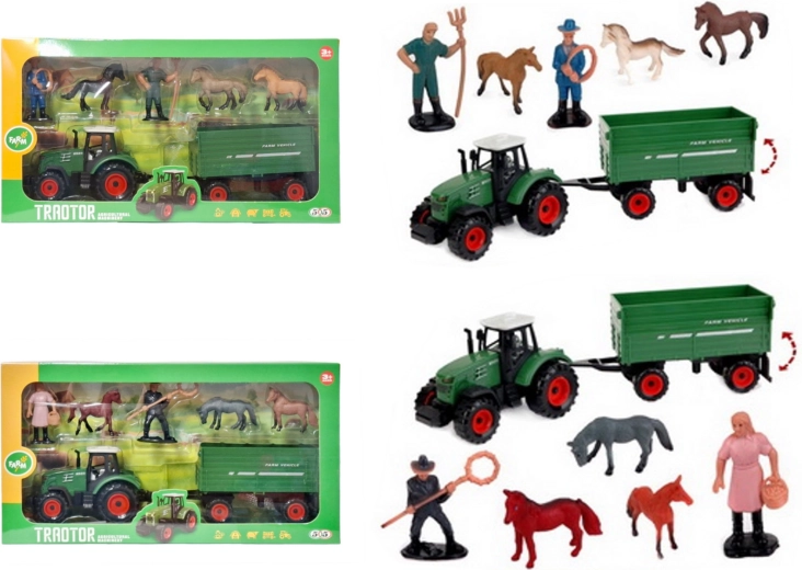 Set fermă: tractor cu remorcă și accesorii