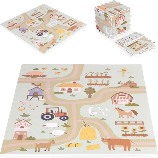 Covoraș mare din spumă EVA pentru copii Fermă 90,5x90,5 cm 21 piese ECOTOYS