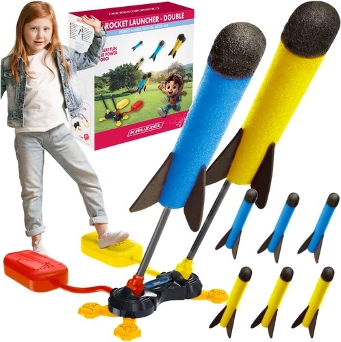 Set dublu de lansare de rachete pentru copii cu rachete din spumă