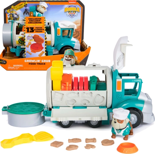 Paw Patrol Rubble & Crew – camion de construcții Bunicul Gravel cu figurină și nisip kinetic