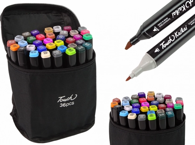 Set de markere alcoolice cu două capete Pro Touch 36 buc cu geantă