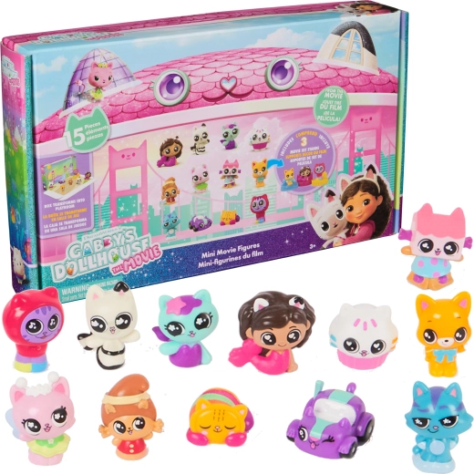GABBY'S DOLLHOUSE set de film – 12 mini figurine și 3 suporturi