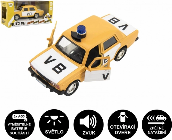 Mașină de poliție VB Lada 12 cm cu lumină și sunet cu mecanism de întoarcere