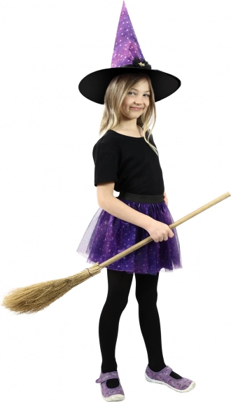 Costum de vrăjitoare pentru copii cu fustă tutu și pălărie