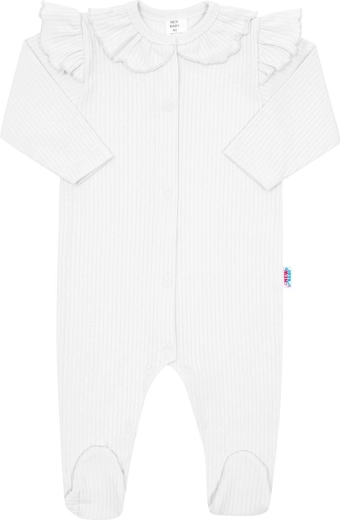 Salopetă din bumbac pentru bebeluși New Baby Stripes, albă, 80 (9–12 luni)
