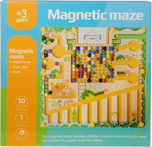 Jucărie educativă din lemn magnetică – labirint cu bile - 1 bucată