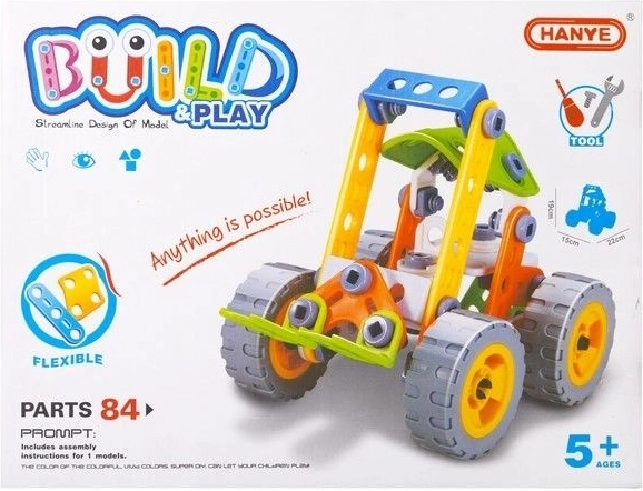 Set de construcție cu vehicul de asamblat (84 piese) - 1 bucată