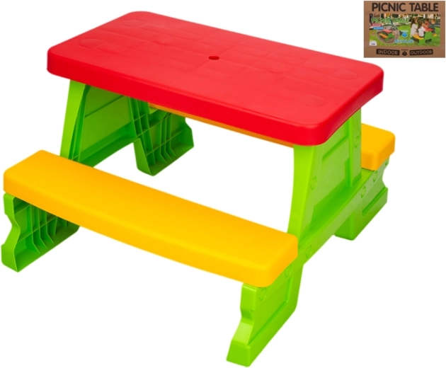 Dorex masă de picnic pentru copii, de grădină, cu băncuțe, roz