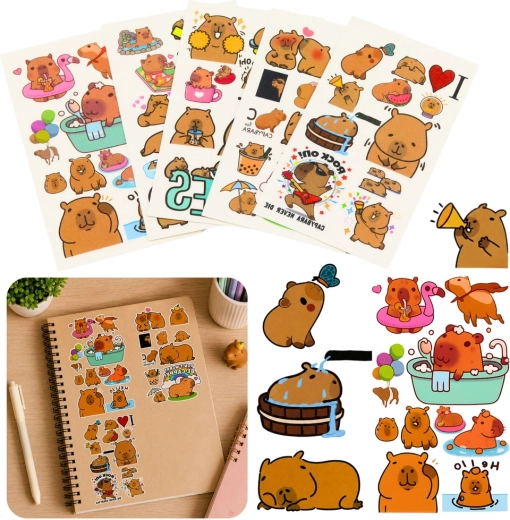 Set de tatuaje temporare lavabile pentru copii – capibara (10 foi)